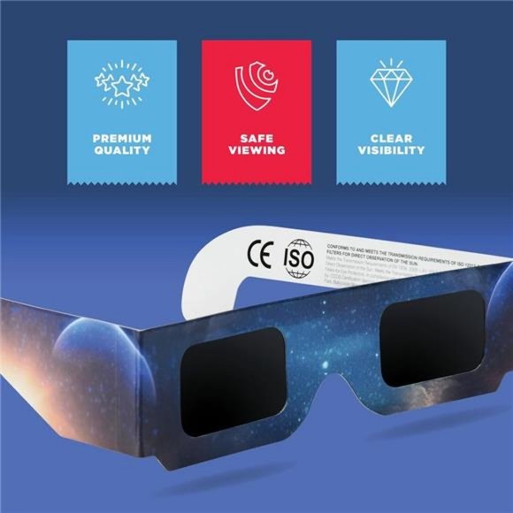 Solar Eclipse Glasses AAS Approved 2024 10 Pack CE and ISO Certified Safe Shades - Picture 6 of 8